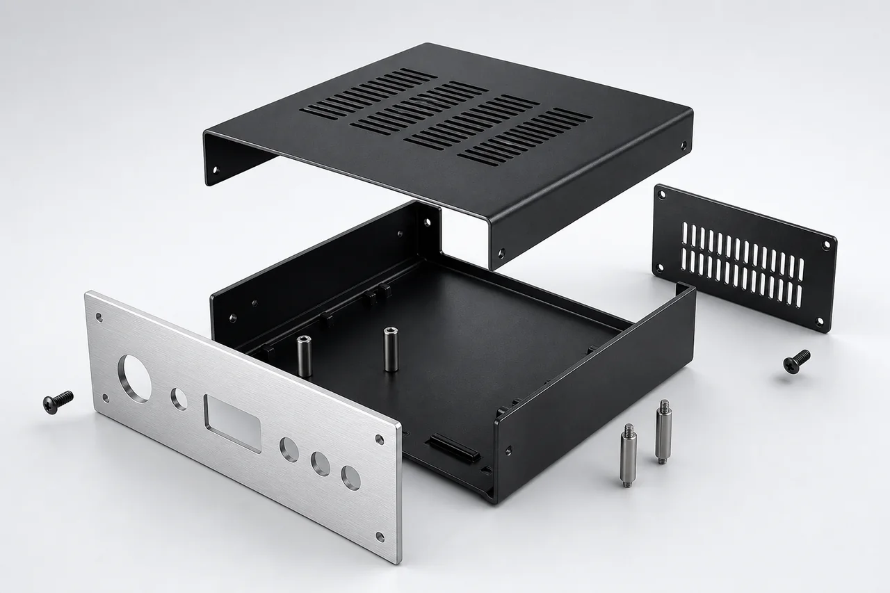 Concept visualization of a compact custom metal enclosure with removable panels